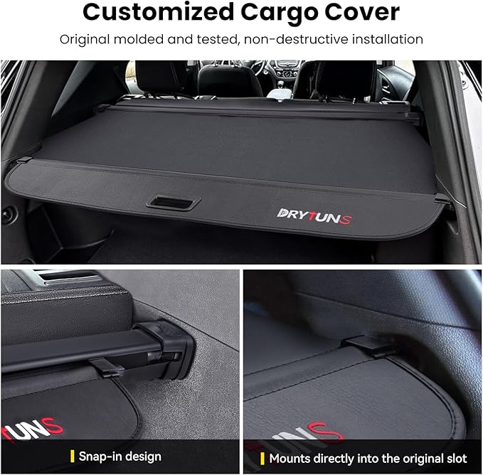 Cargo Cover for Chevy Equinox 2025 2026, Retractable Trunk Cover for GMC Terrain 2025-2026, Trunk Privacy Shade w/Extension, Not for EV Model