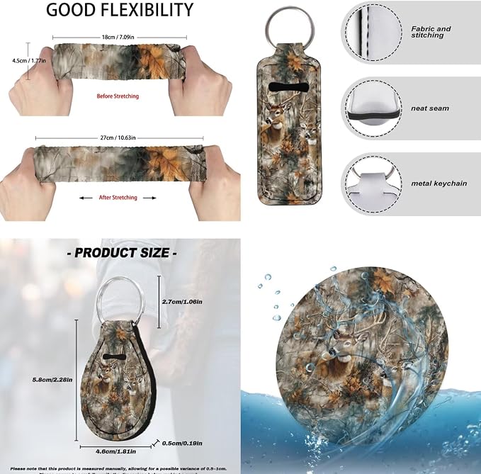 Deer Hunting Printed Car Seat Cover with Armrest Pad Cover Chapstick Keychain Coasters Car Coaster Non Slip Car Seat Cover Full Set Auto Accessories Set, Brown