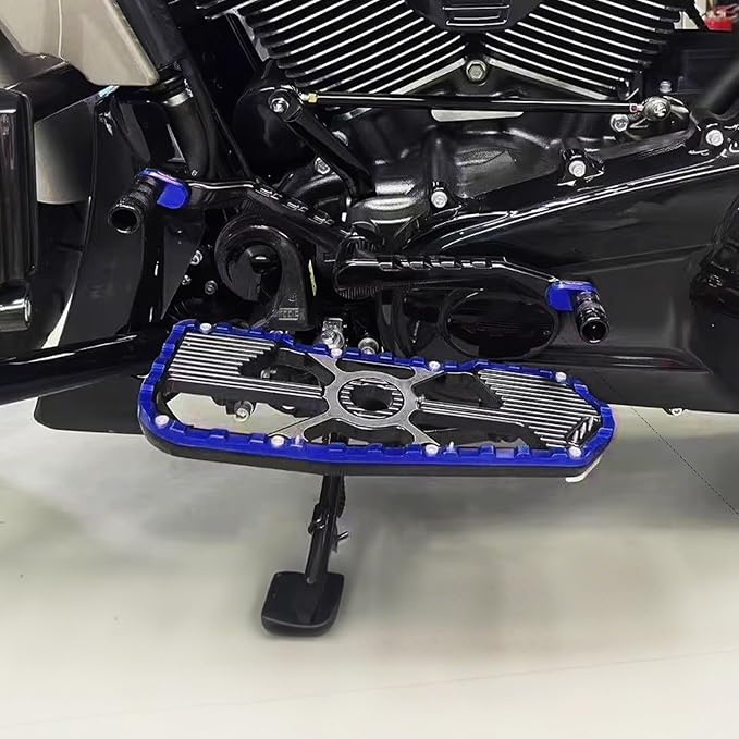 Motorcycle Floorboards Driver Footboards Wide Foot Pegs Board Pedal Compatible with Touring Electra Road Street Glide Softail Road King Blue Edge