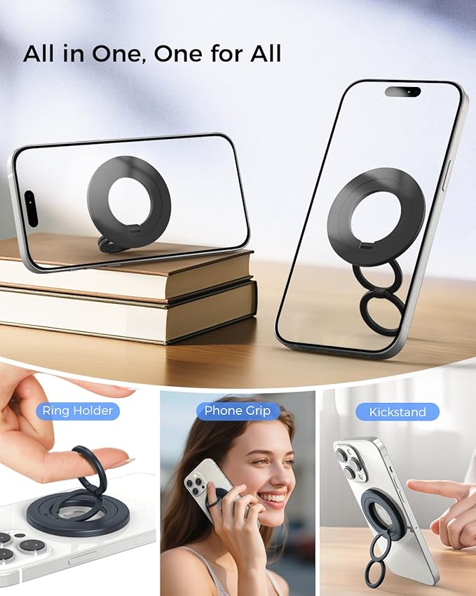 SUPERONE Retractable Car Charger & MagSafe Phone Ring Holder Grip