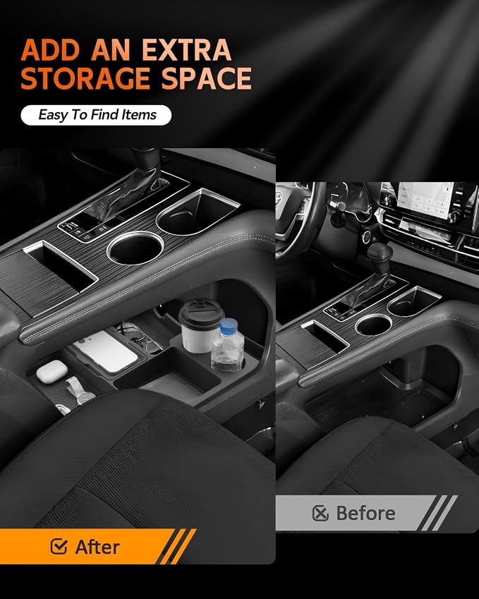 CDEFG for 2021-2025 2026 Toyota Sienna Console Bottom Silicone Organizer Storage Box - Lower Center Console Tray Accessories -Not Compatible with Refrigerator Model Configurations