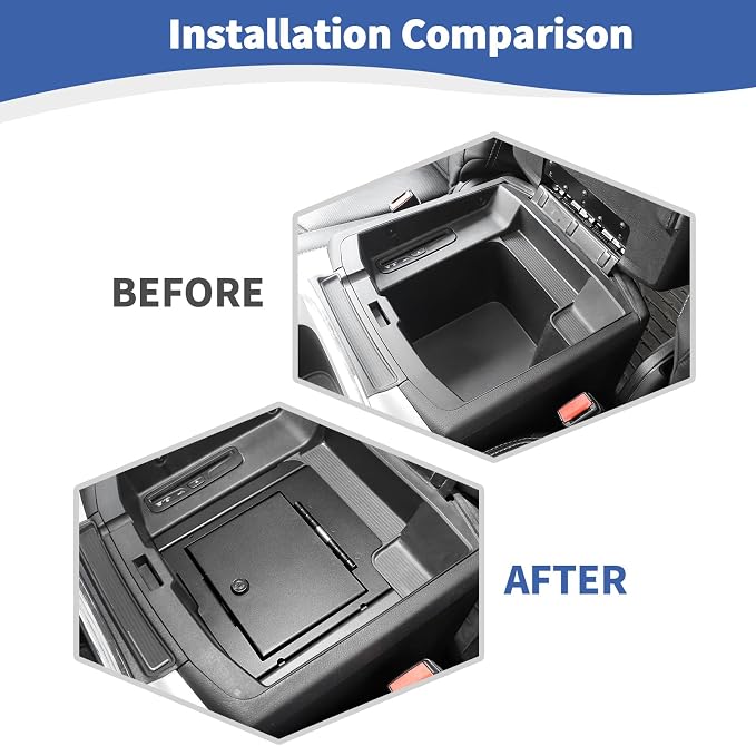 for RAM Center Console Organizer Gun Safe Box with Key Lock for RAM 1500 2009-2018 Black Storage Accessories 1pc
