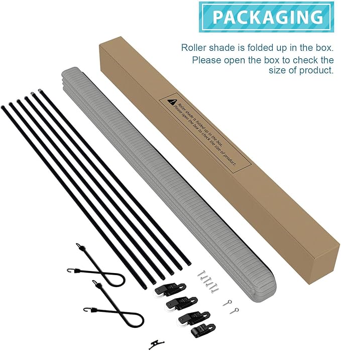 Coarbor Outdoor Roll up Shades Blinds for Pergola Porch Balcony Deck Roller Shade Screen 7'W x 12'L Hollow Out Light Grey