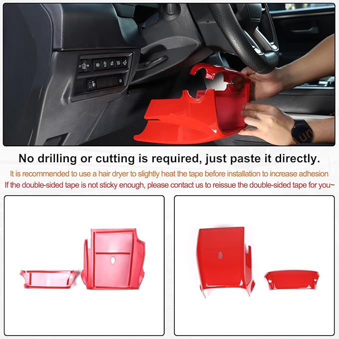 Car Steering Wheel Column Shroud Trim Cover Fit Toyot@a Tundra 2022 2023 2024 Center Console Steering Wheel Base Upper Lower Panel Decorative Cover Protect Sticker Interior Accessories(Manual Version)