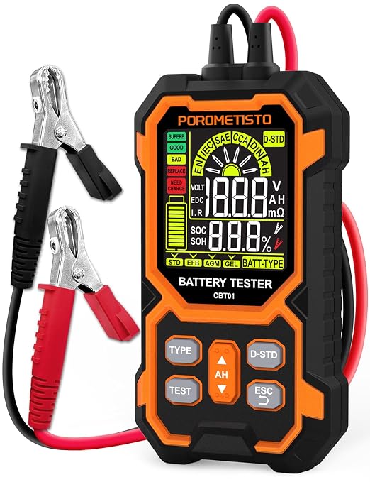Car Battery Tester, 12V/24V Automotive Battery Diagnostic Tool, 50-2000 CCA Load Capacity, Digital Battery Analyzer & Voltage Meter for Car Truck Motor SUV Boar ATV RV