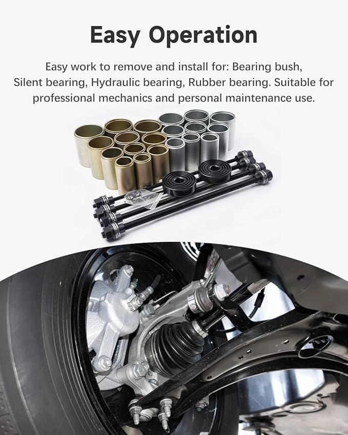 26 PCS Universal Press and Pull Sleeve Kit Bushing Installation and Removal Tool Set Bushes Bearings Tool Kit w/Case Fit Cars LCV and HGV Engines