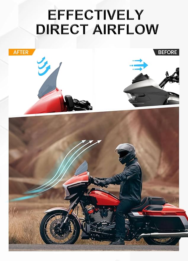 10" Wave Windshield Windscreen Wind Splitter Compatible with Harley Davidson Touring CVO Street Glide FLHXSE 2023-up,Street Glide FLHX 2024-up & FLXHU 2025-up (Tint)