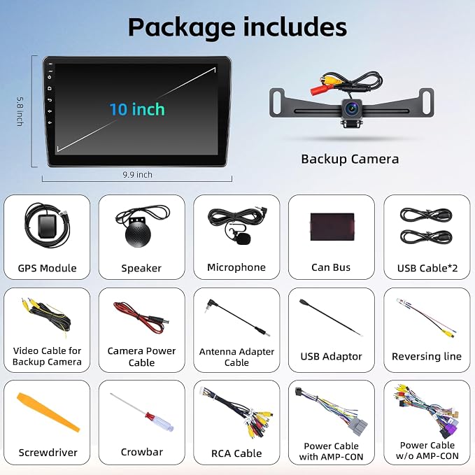Car Stereo Radio Upgrade for Chevy Silverado 2007-2013 Tahoe GMC Sierra Yukon Replacement Android 15 Head Unit with 10 Inch Touch Screen CarPlay Android Auto Backup Camera(2+64G)