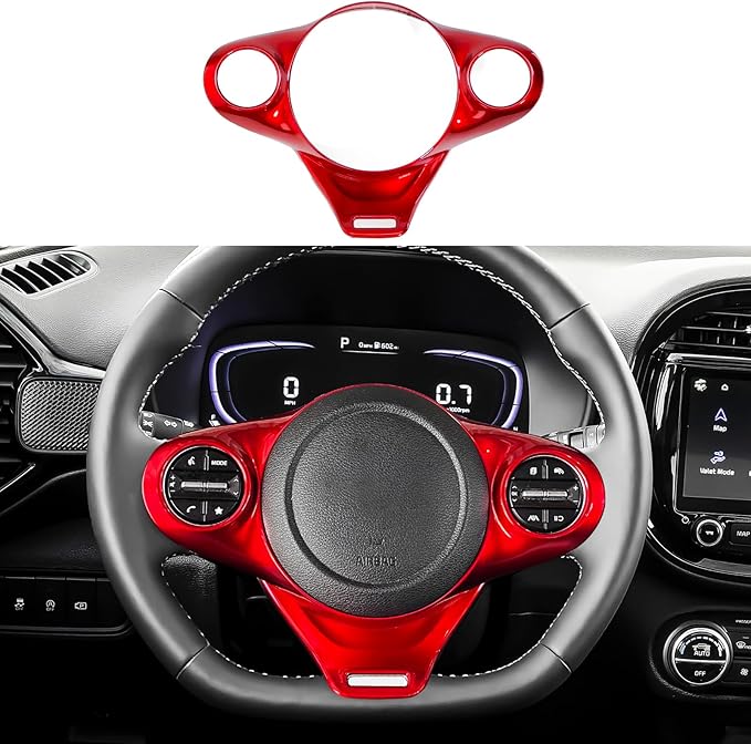 Steering Wheel Trim Cover Compatible with Kia Soul GT 2020-2026 Accessories (Red)