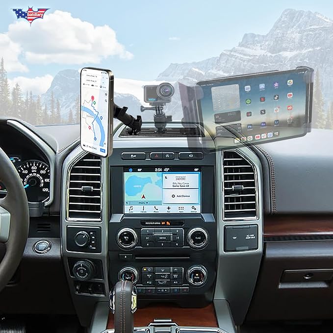 F150 Magnetic Phone Mount Compatible with 2015-2019 2020 Ford F150 F-150& 2017-2022 F250/F350 Super Duty Truck Accessories Metal Cell Phone Holder Dash Platform Mount