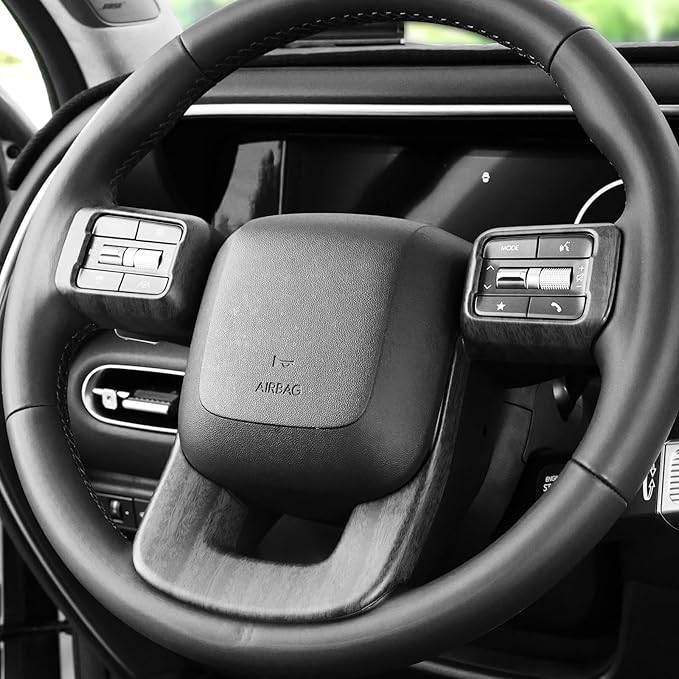 YOUTOOCAR Steering Wheel Cover Trim Compatible with Hyundai Santa Fe 2024-2026 Hyundai Palisade 2026 Hyundai IONIQ 9 Accessories (Wood Grain)