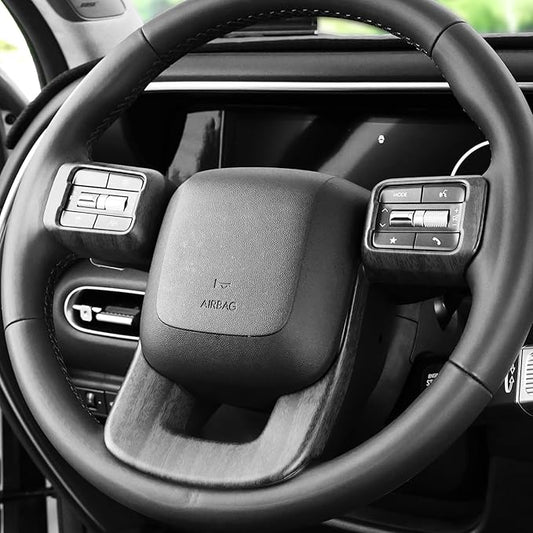 YOUTOOCAR Steering Wheel Cover Trim Compatible with Hyundai Santa Fe 2024-2026 Hyundai Palisade 2026 Hyundai IONIQ 9 Accessories (Wood Grain)