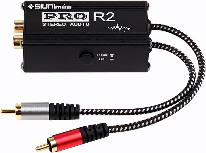 Pro R2 Portable RCA Passive Ground Loop Noise Isolation Box Audio Noise Filter for Home/Car/Official Audio Playing Systems(SIM-RCA-Pro R2)