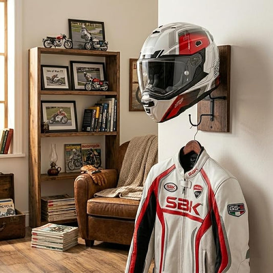 Motorcycle Helmet Holder Wall Mount, Helmet Hanger, Helmet Rack with Hook for Football Helmet, Bicycle Helmet, Hat, Cap, Sportswear and Motorcycle Accessories