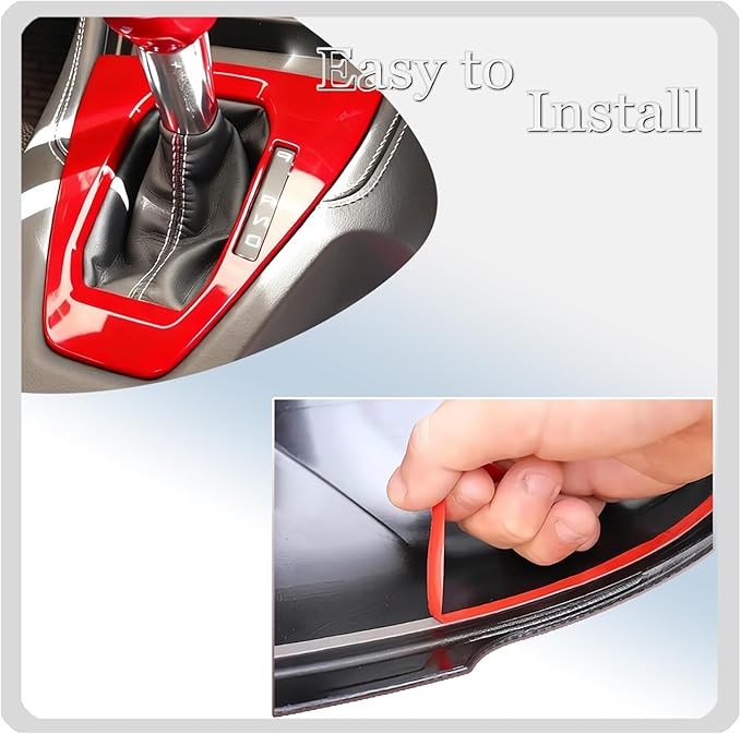 MUXEE Console Gear Shifter Panel Cover,for Ford Mustang 2024 2025 2026 - ABS Wine red Sport Style Automatic Gear Shift Head Panel Cover Accessories(for Automatic Gear Model)
