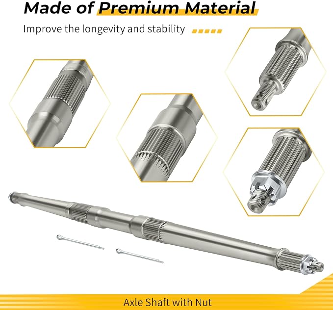 M MATI Rear Axle Shaft with Nut for Yamaha YFZ450 2004-2005 5TG-25381-00-00 90171-14037-00
