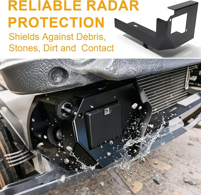 Aluminium Radar Protection Shield for Alfa Romeo Stelvio Excludes QV | Black, Anti-Theft Guard, No Signal Interference, Uses OEM Screws, Protects Radar from Stones and Debris