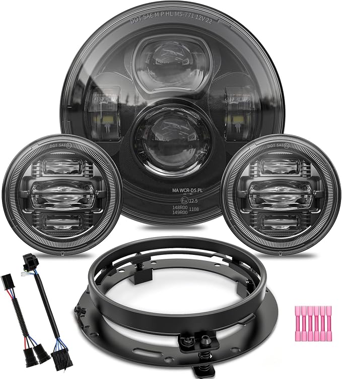 Z-OFFROAD New 7 Inch Motorcycle LED Headlight 4.5" Fog Passing Lights, DOT Kit Compatible with Harley Davidson Road King Electra Glide Ultra Classic Heritage Softail Fat Boy Street Glide, Black