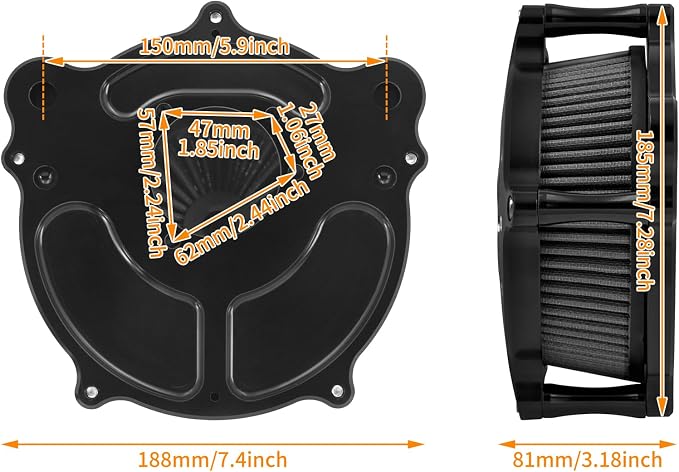 Motorcyle Air Cleaner Filter Fit for Harley Touring street glide road king electra tri trike Dyna Softail Sportster XL (B For Touring 00-07,Softail 00-15,Dyna 00-17)