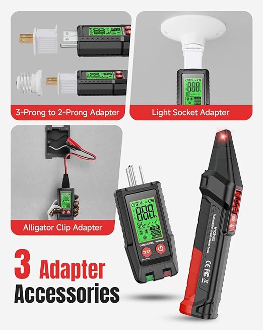 Circuit Breaker Finder Kit, GFCI Tester Circuit Tracer with NCV Test, Flashlight, LCD Receiver, Carry Case & Adapters for 90-250V AC Home Circuits