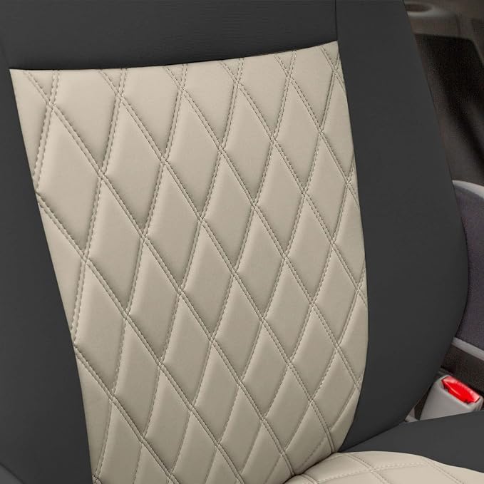 FH Group Custom Fit Car Seat Covers Specifically Made for 2011-2020 Toyota Sienna 7 Seater with Ultraflex Neoprene Water Resistant Automotive Seat Covers - 2nd Row Beige