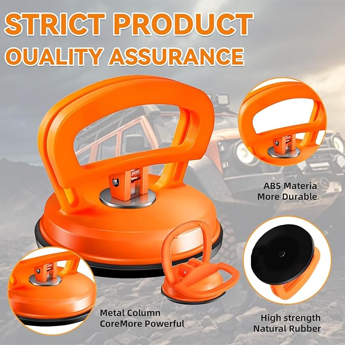 DEZEU Dent Puller,2026latest Car Dent Puller,3-Pack Car Handheld Puller,Strong Car Dent Remover,Suction Cup Dent Puller and Paintless Car Dent Repair Kit.Suitable for Car Body Dents(Orange).