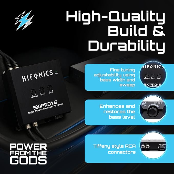 Hifonics BXIPRO1.5 Bass Enhancer, Digital Processor with Dash Mount Remote Control, Integration with Any Vehicle for Upgraded Subwoofer System, Black