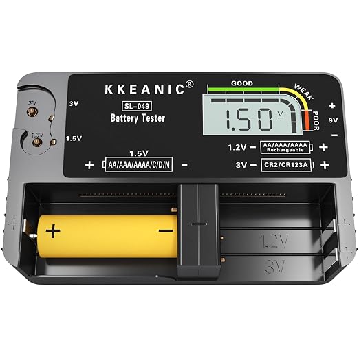 Battery Tester for AA AAA C D 9V & Case Household Batteries Battery Checker