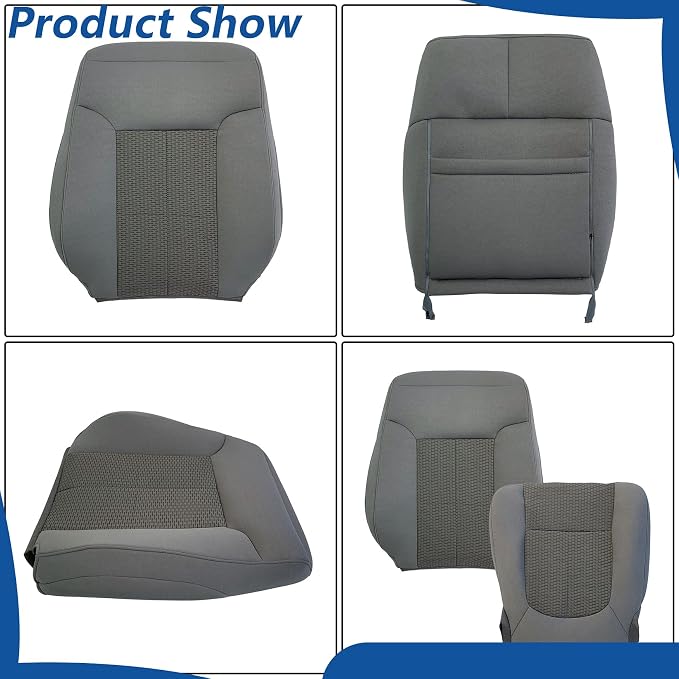 WFLNHB Cloth Front Driver Side Bottom and Top Lean Back Seat Cover Gray Replacement for F250 F350 F450 F550 XL XLT 2011-2016 Not Replacement for F150