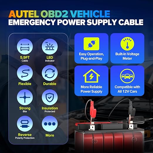 Autel OBD2 Memory Saver for Car Battery, 2026 MaxiBAS BTMS for All 12V Vehicles, Preserve ECU Code & Electronic Presets, Maintain PCM Data, Polarity Protection, Built-in Voltage Meter, LED Lights