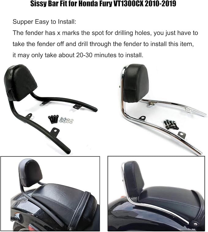 COPART Passenger Backrest Sissy Bar Replacement for Honda Fury VT1300CX 2010-2019 2018 2017 2016 2015