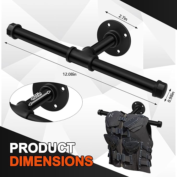 Yaocom Weight Vest Hanger Wall Mount Heavy Duty Tactical Gear Police Vest Holder Motorcycle Helmet Rack Stand for Gym Home Garage Train Armor Breastplate Backpack Organizers