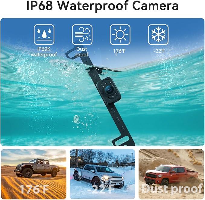 Backup Camera with IR Night Vision, 7 Inch 1080P HD Wired Rear View Camera, Plug-Play, DIY Guide Lines, 150° Wide Angle, Back up Camera Systems for Truck Cars Pickups SUV Van