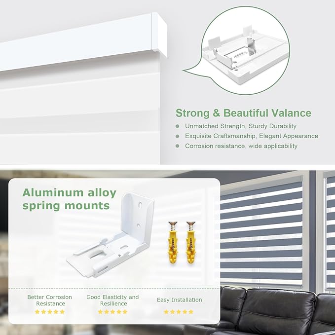 MING CHEN Motorized Blinds with Remote, Built-in Rechargeable Smart Blinds, Custom Size Electric Zebra Shades Compatible with Alexa Google 60% Blackout （White,Custom Sizes）