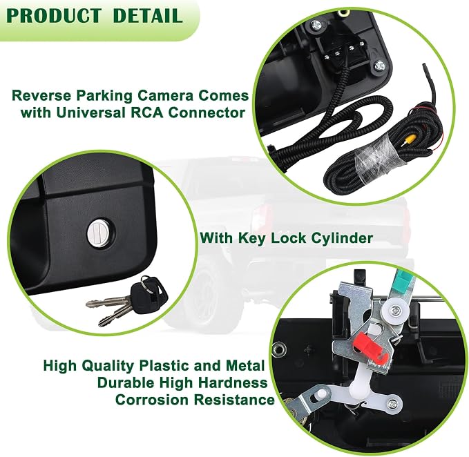 Backup Camera Tailgate Handle Rear View Camera Liftgate Latch Handle with Key Lock Cylinder Black fit for 2007-2013 Toyota Tundra Replaces 69090-0C051 690900C051