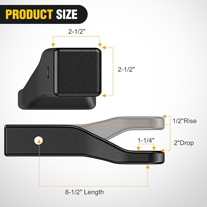 Nilight Trailer Hitch Ball Mount with 5/8" Hitch Pin Clip Fits 2-1/2 Inch Receiver Square 15000 lbs 2" Drop 1/2" Rise, 1-1/4-Inch Hole, Gloss Black Powder Coat