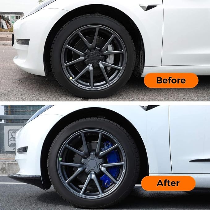 Caliper Covers Set of 4 Compatible with Accessories, Brake Caliper Cover Front Rear Aluminum Alloy, Brake Caliper Covers for 2020-2023 19 20in Wheels hub (Blue)