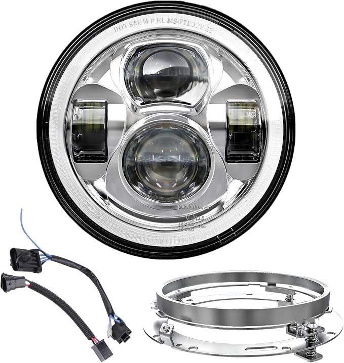 Z-OFFROAD Upgrade 7 Inch Motorcycle LED Headlight w/DRL White Halo DOT Kit Compatible with Harley Davidson Street Glide Road King Special Electra Glide Ultra Classic Fat Boy Heritage Softail - Chrome