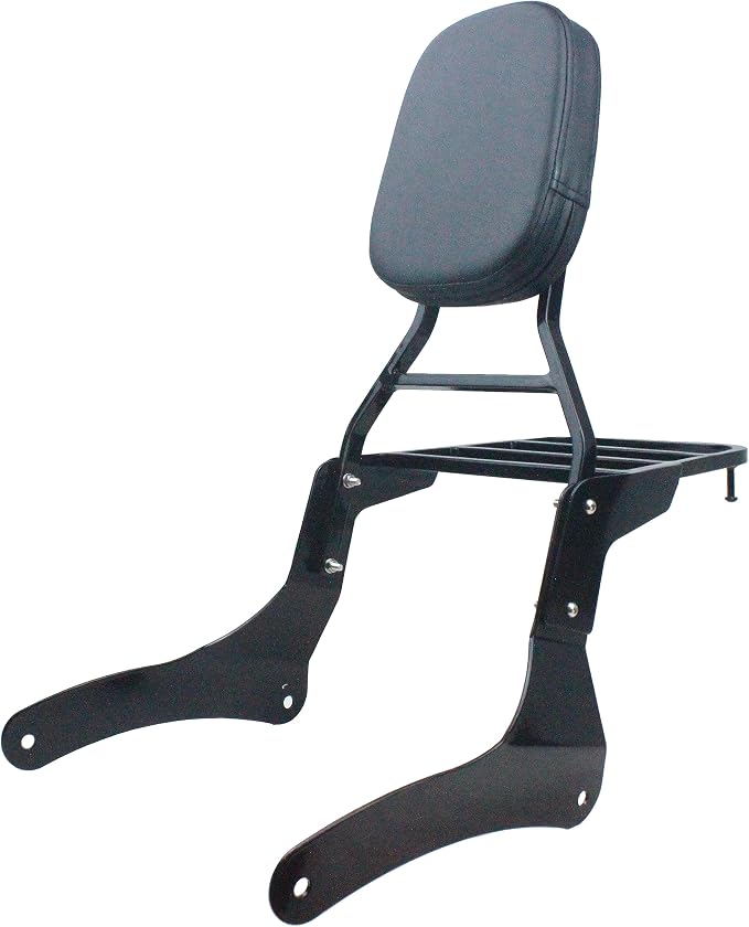 YHMOTO Passenger Backrest Sissy Bar with Luggage Rack for Kawasaki Vulcan 900 VN900 Classic Custom 1996-2023 (New Style-Black)