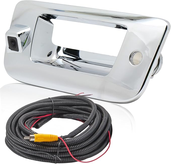 EWAY Tailgate Handle Backup Camera for Chevrolet Silverado GMC Sierra 1500 2007-2013 2500 3500 Heavy Duty 2007-2014 Waterproof Removable Guide Line Reversing Backing Cameras Chrome