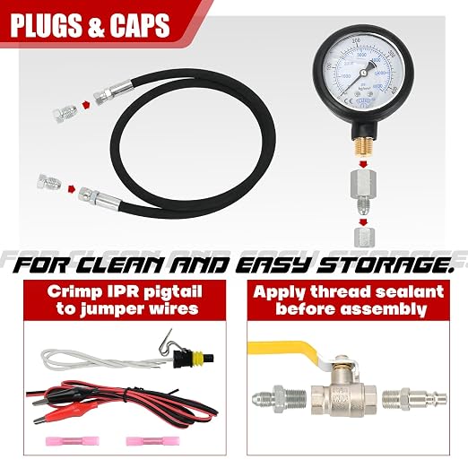 PTNHZ High Pressure & Air Leak Test Gauge Test Tool Kit Compatible with Ford 6.0L 7.3L Powerstroke 94-07