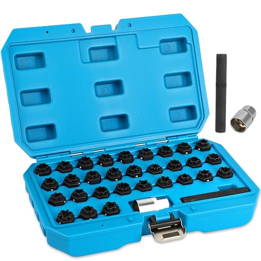 32 PCS Wheel Lock Removal Kit Compatible with Mercedes Benz, Wheel Lock Key Set for Removing & Locking