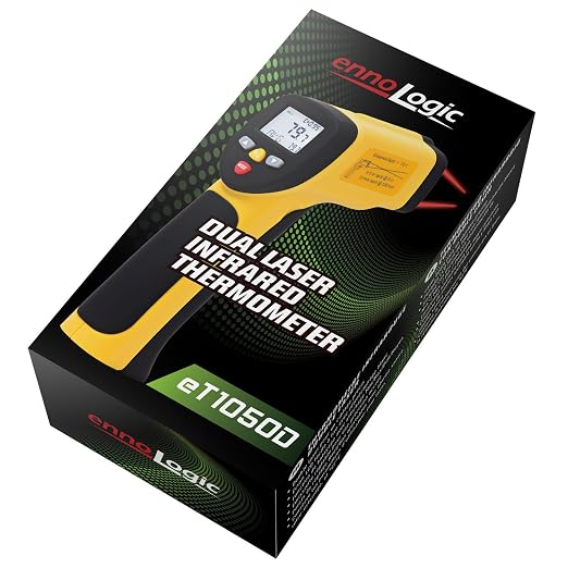 eT1050D Temperature Gun by ennoLogic with NIST Certificate - Dual Laser Non-Contact Infrared Thermometer -58°F to 1202°F - Accurate Digital Surface IR Thermometer (Not for Body Temp)