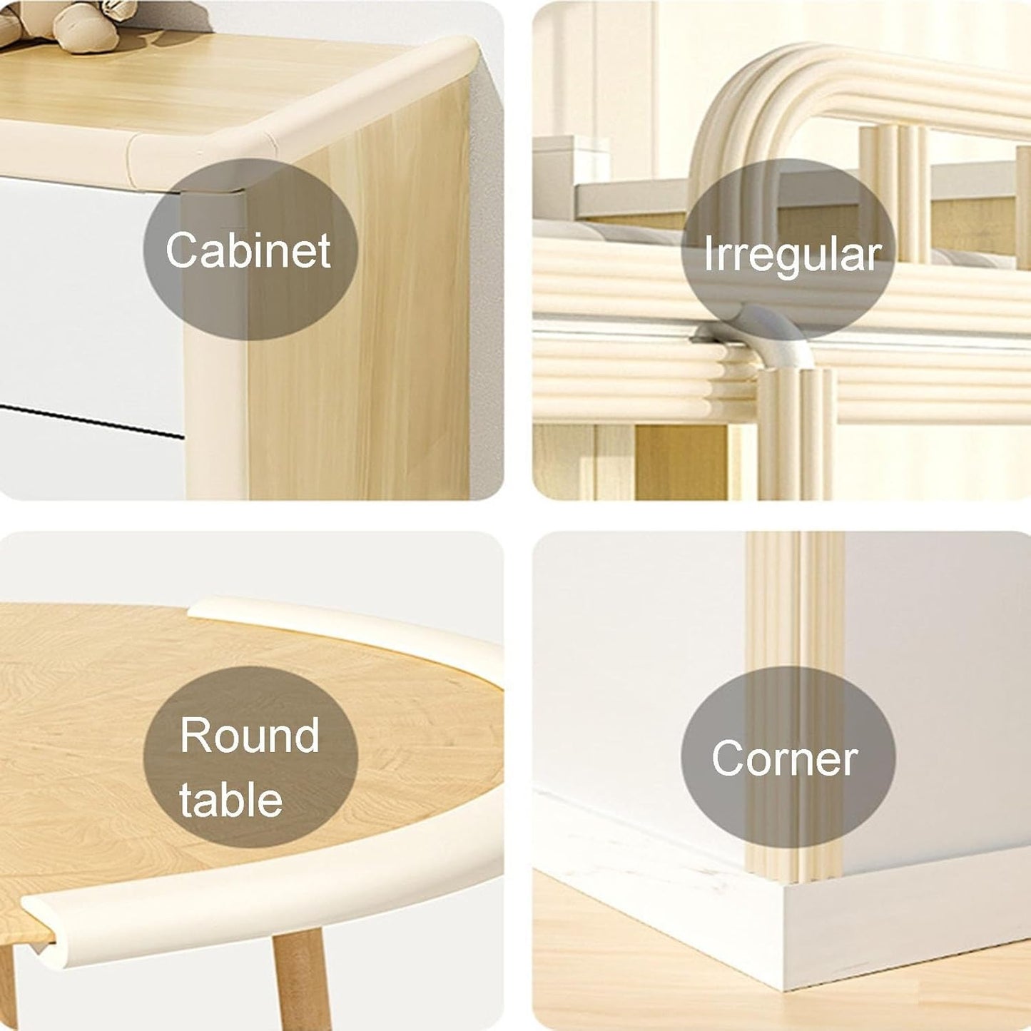 XPLKQXE Sharp Edge Safety Corner Edge Foam Padding, Edge Guards Bumpers Adhesive, Edge Corner Protector Guards for Table Edges & Sharp Corners(White-A,4pcs)