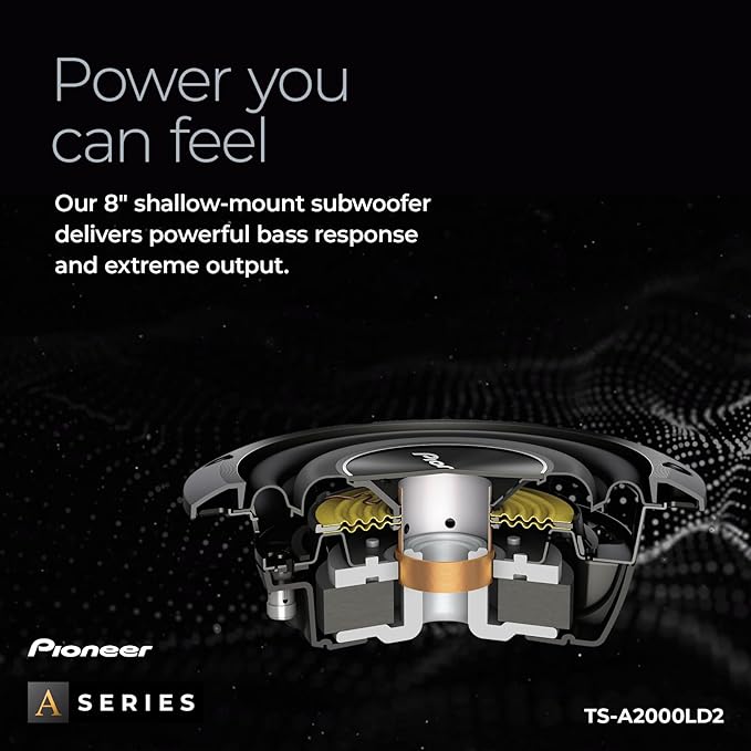 Pioneer A-Series TS-A2000LD2 8” Subwoofer – 700W Max, Shallow-Mount Design, Deep Bass in Tight Spaces