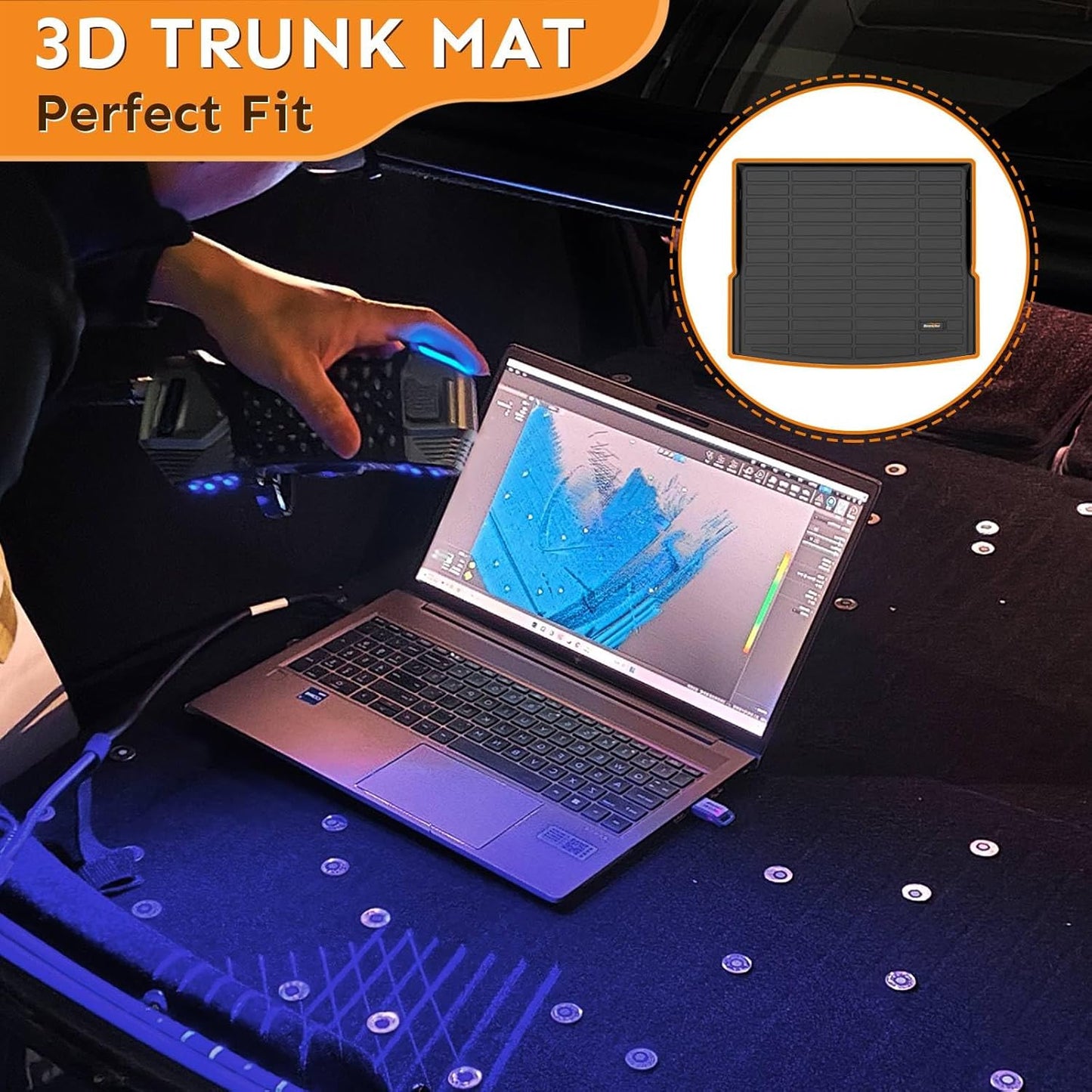 Binmotor-Floor Mats & Cargo Liner for Toyota Camry 2007-2011, TPE All Weather Car Accessories Mats Camry Custom Fit Rubber Liners Trunk Waterproof, Nonslip