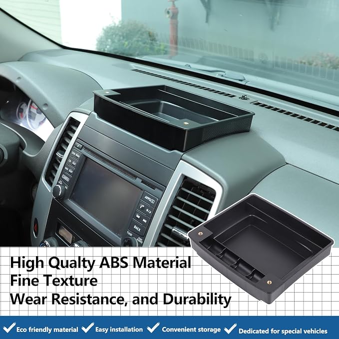 Car Dashboard Storage Tray Compatible with Nissan Frontier 2009-2017 ABS Dashboard Non-Slip Storage Organizer Tray with Phone Holder Mount Interior Accessories (Style A)