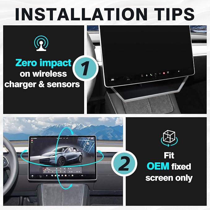 BestEvMod for 2026 2025 Tesla Model Y Juniper (Standard, Premium & Performance) /2026 2025 2024 Model 3 Highland Upgrade Under Screen Storage Strong Magnet Install OEM Design Protective Edge