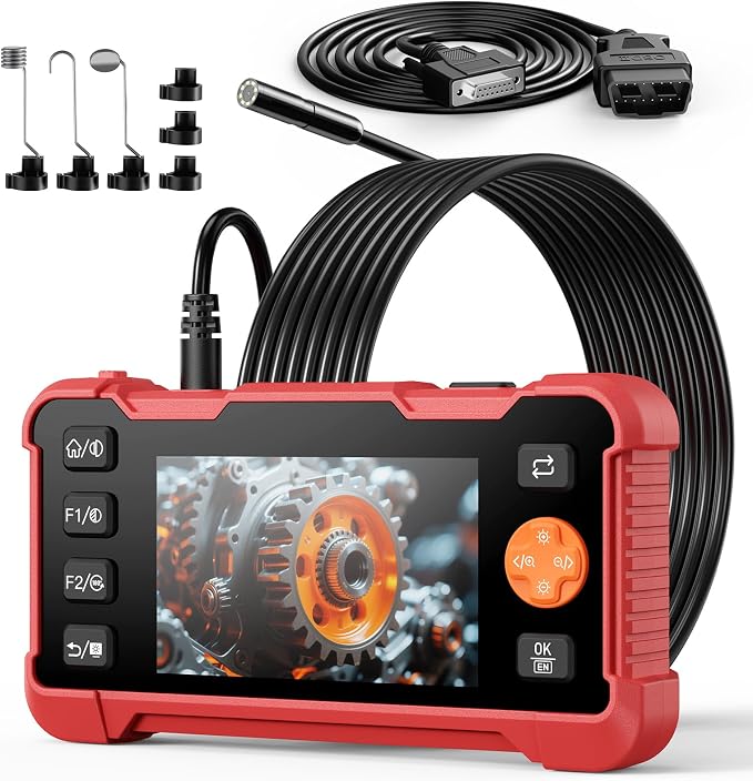 2-in-1 OBD2 Scanner with Inspection Borescope, Read & Clear Check Engine Codes, 3-Minute CCA Battery Tester, DIY Pre-Trip Safety Diagnostic Tool for All 1996 & Newer OBDII Vehicles