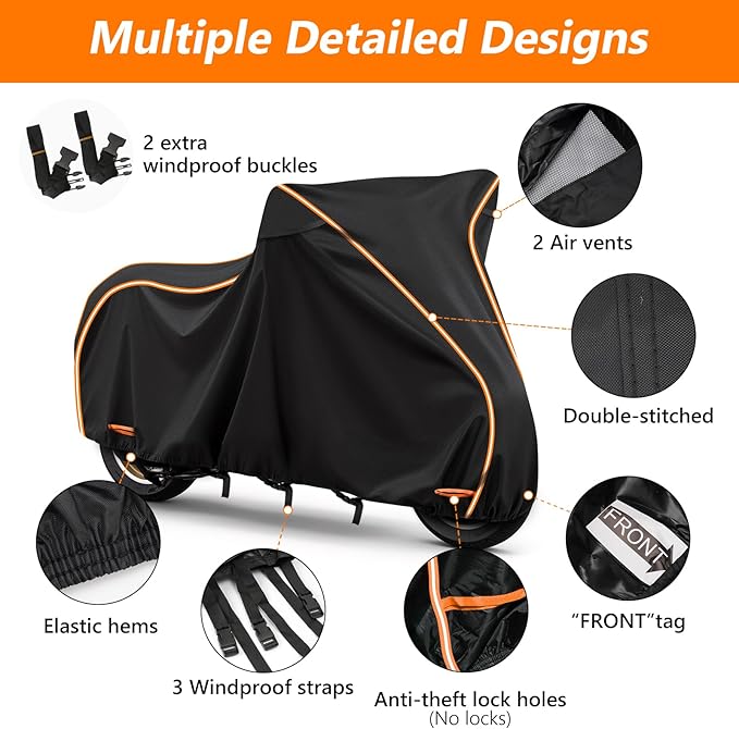 Waterproof Motorcycle Cover for Vespa GTV,Vespa GTS (Super 300cc HPE,Sport, TECH 300cc HPE), Outdoor 420D Scooter Cover Windproof Heavy Duty Waterproof Protection